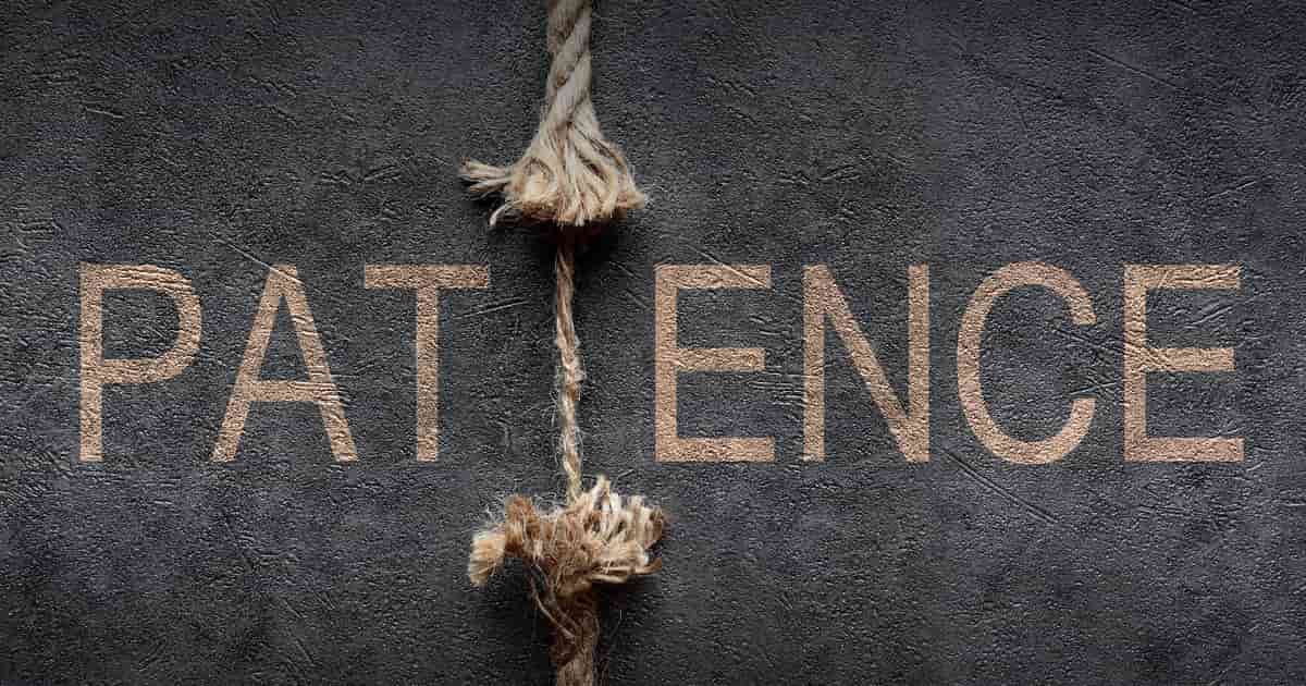 The word "Patience" with a rope as "I"