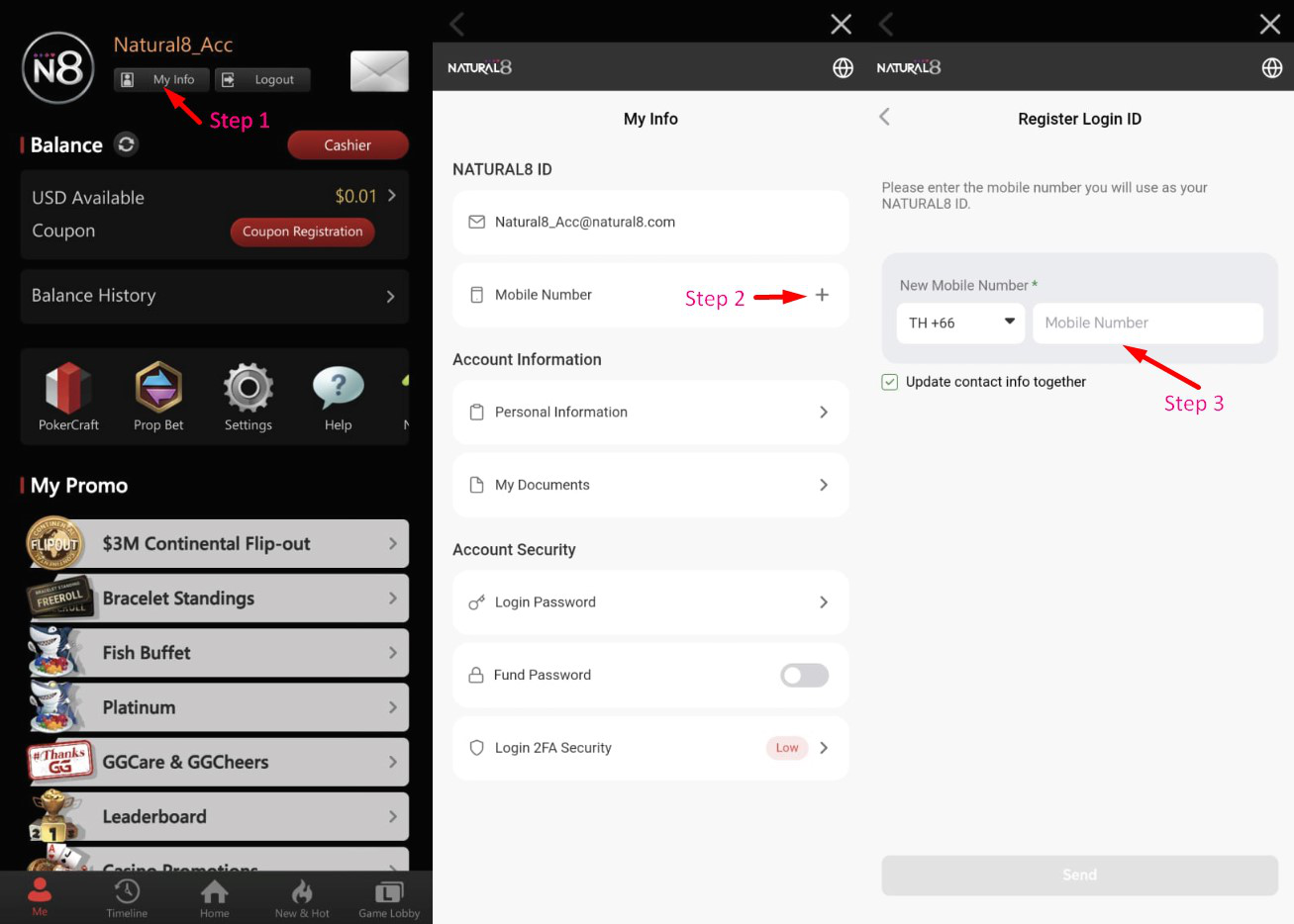 Natural8 Verify Mobile Number on Mobile